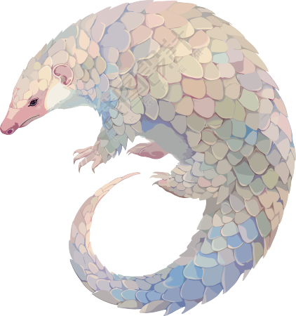 穿山甲珍稀动物插画