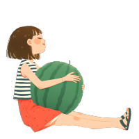 西瓜女孩创意夏天素材