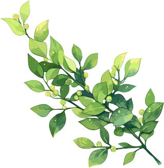 水彩植物卡通元素