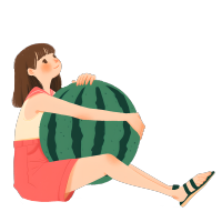 西瓜女孩夏天插图