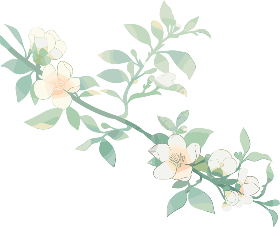 小白花水彩植物素材