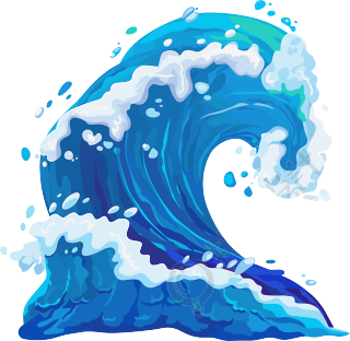 海浪防汛卡通风格素材