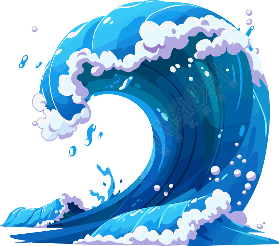 海浪防汛矢量插画