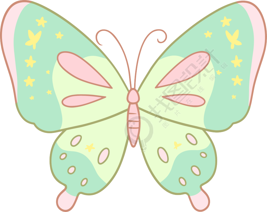 线条蝴蝶可爱插图