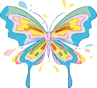 线条蝴蝶彩色插画
