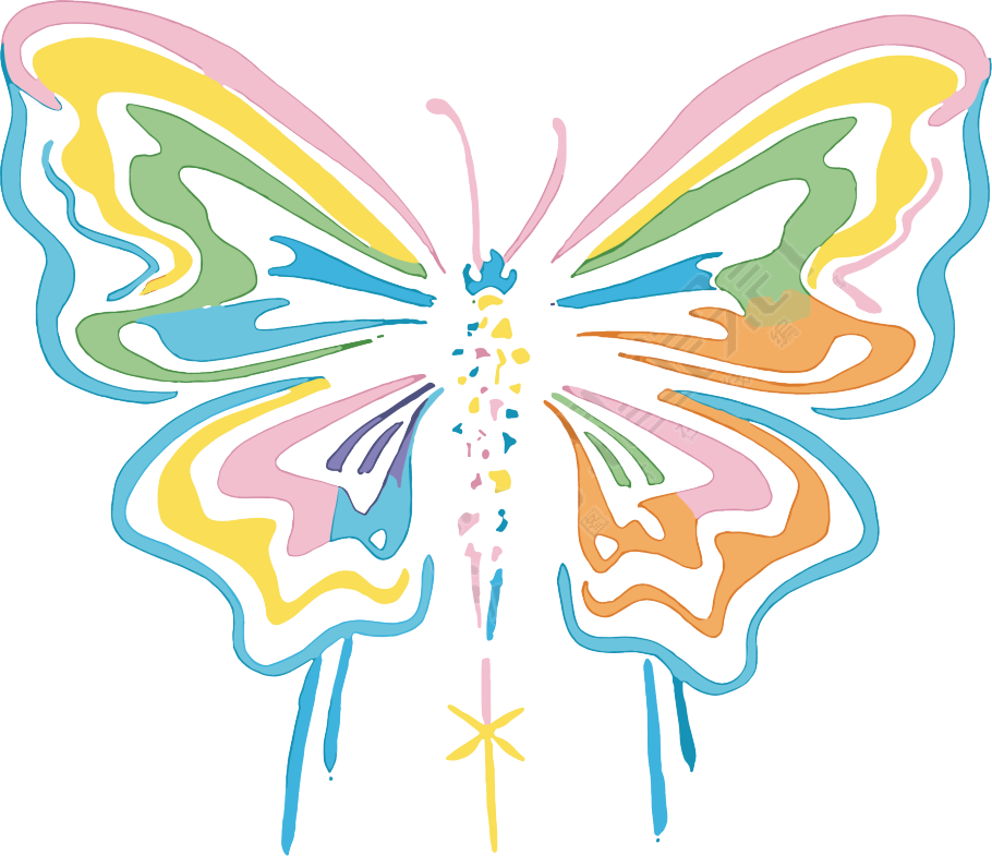 线条蝴蝶复古插画