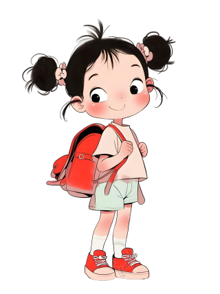 可爱小女孩卡通插画