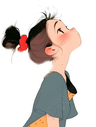 可爱小女孩丸子头插画