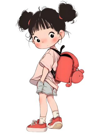 可爱小女孩透明背景元素
