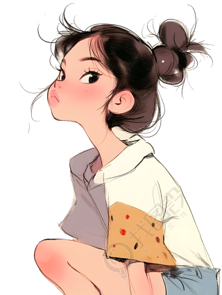可爱小女孩插画素材