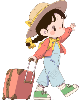 小学生旅游卡通元素