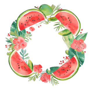 西瓜边框透明背景插画