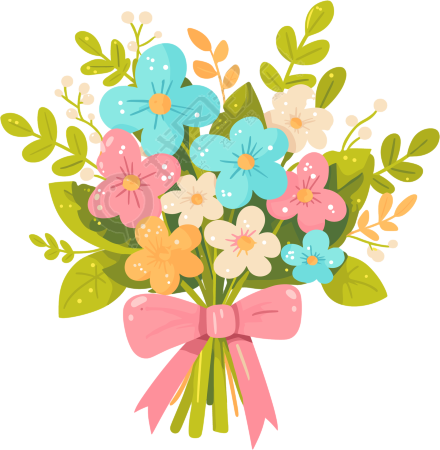 水彩花束卡通元素