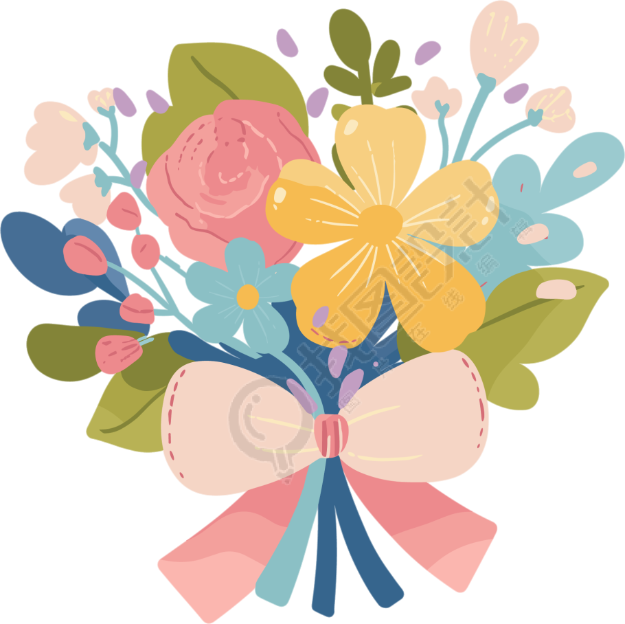 水彩花束卡通插图