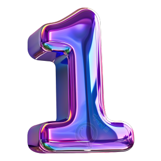 蓝紫色数字1元素