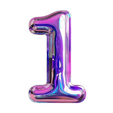 蓝紫色数字1插画