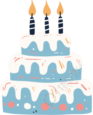 生日蛋糕彩色插图