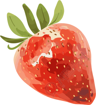 草莓水彩插画设计元素