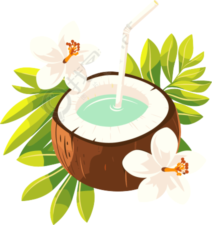 椰汁卡通插画