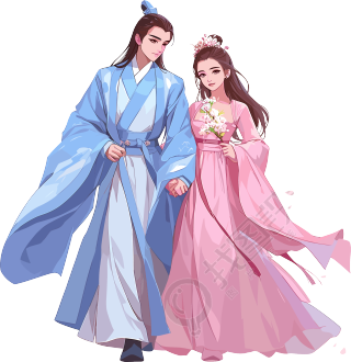 七夕牛郎织女可商用素材