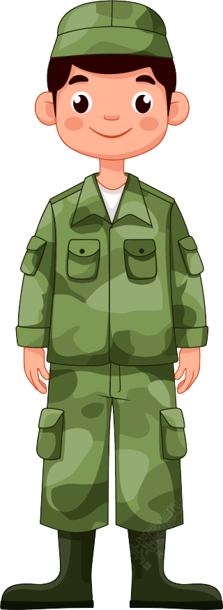 学生军训插画