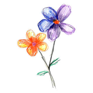 蜡笔画小花插画