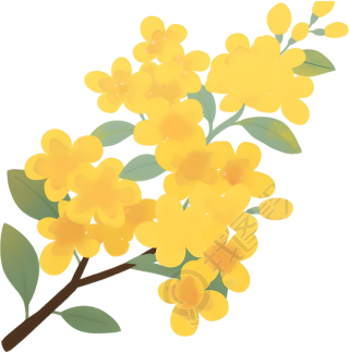 立秋桂花插画设计元素