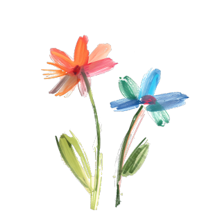 蜡笔画小花元素