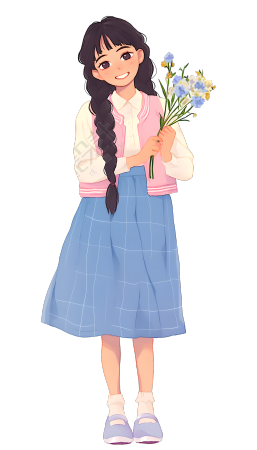 森系女孩可爱插图
