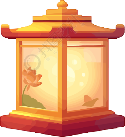 河灯插画设计元素