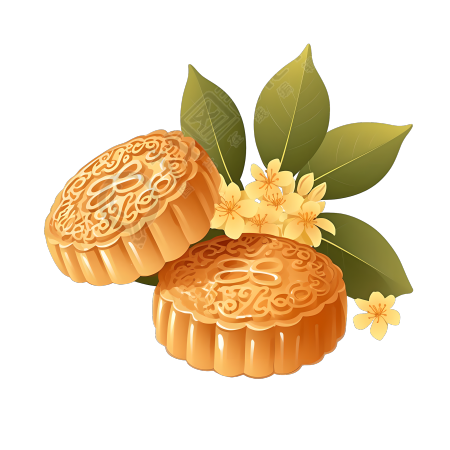 月饼桂花矢量插画