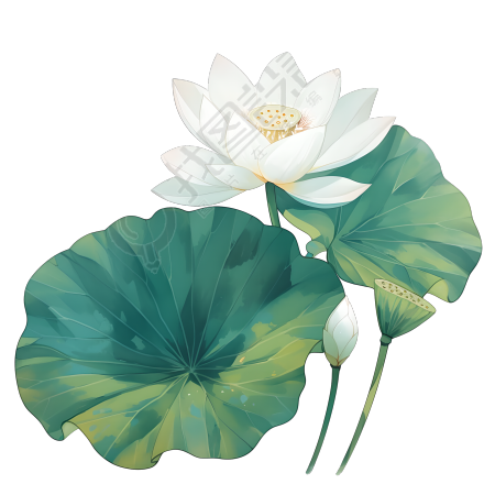 白色莲花创意插图