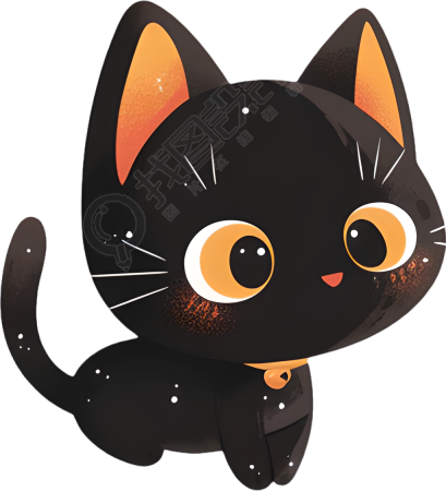 万圣节黑猫可爱插图