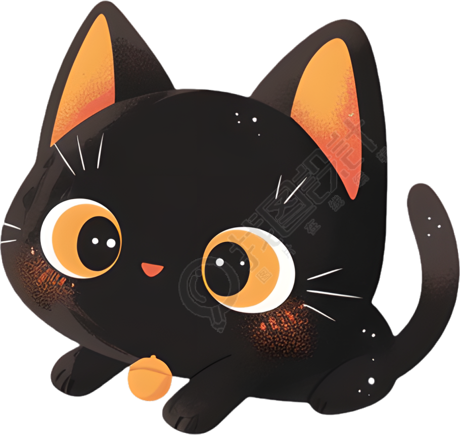 万圣节黑猫卡通插画