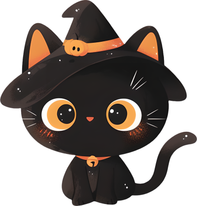 万圣节黑猫贴纸素材