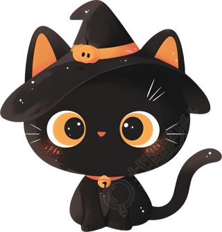 万圣节黑猫贴纸素材