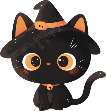 万圣节黑猫贴纸素材