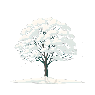 大雪树木插画