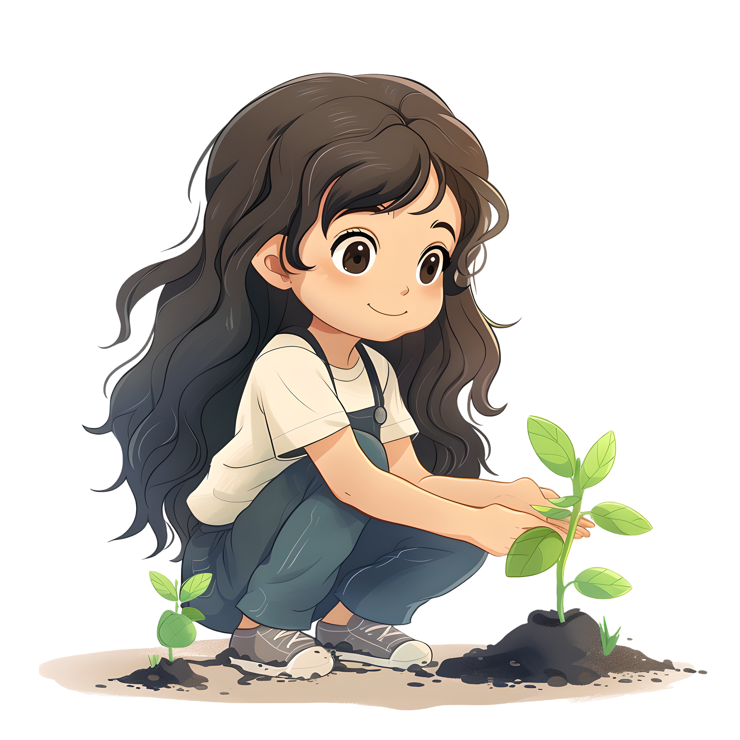 小女孩种树素材