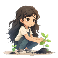 小女孩种树素材