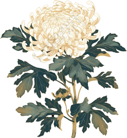 白菊花高清质量插画