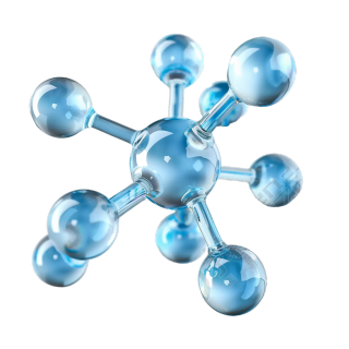 蓝色分子3D插图