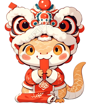 蛇年舞狮元素