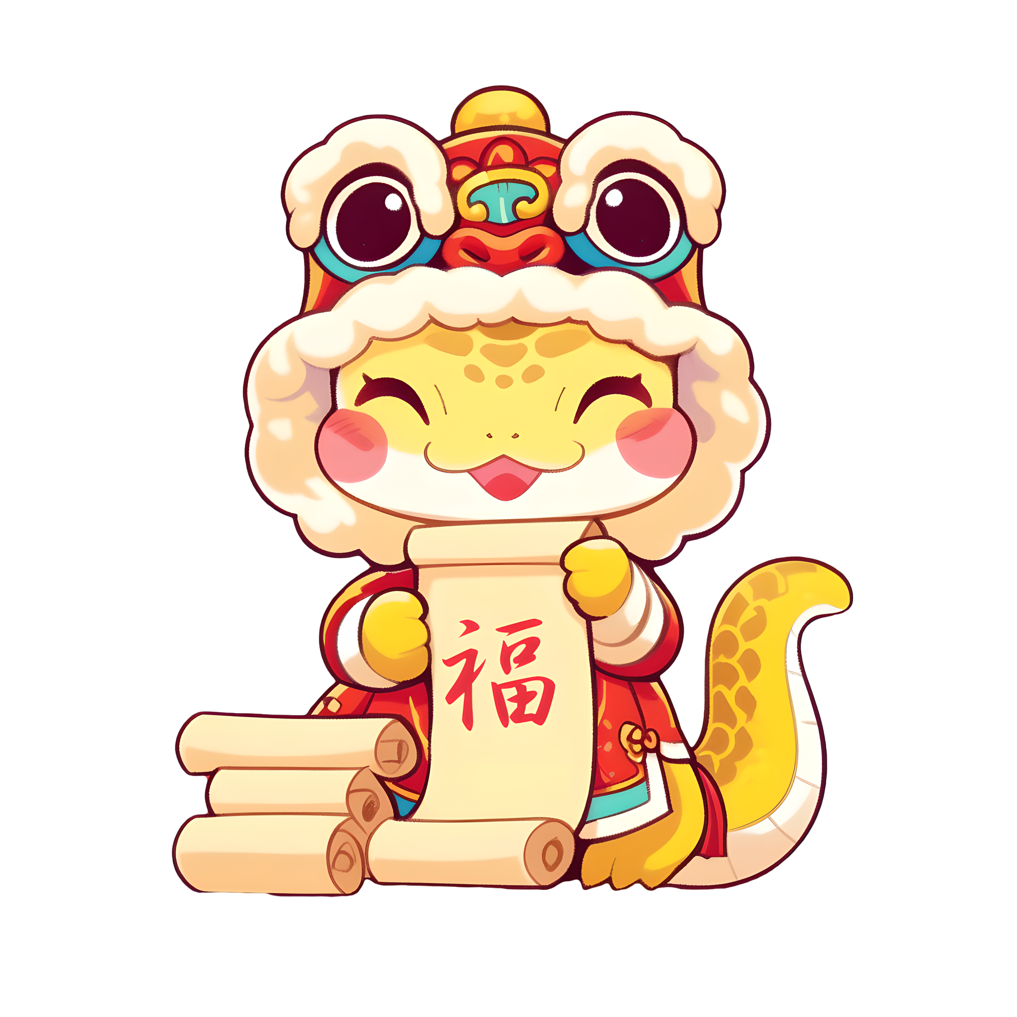 蛇年贴纸透明背景插画