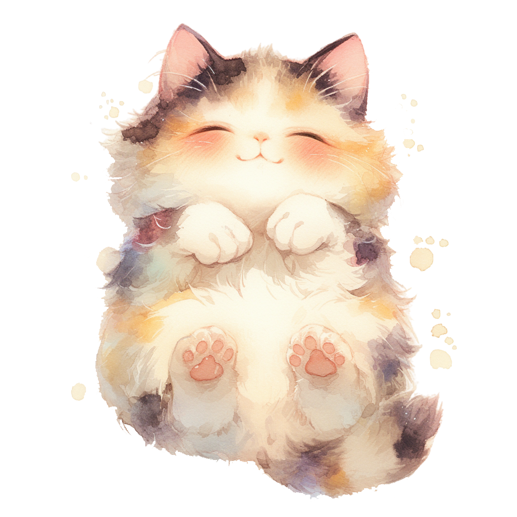 猫咪水彩画插画