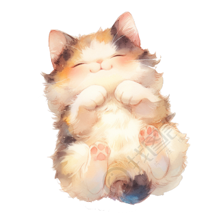 猫咪水彩画元素