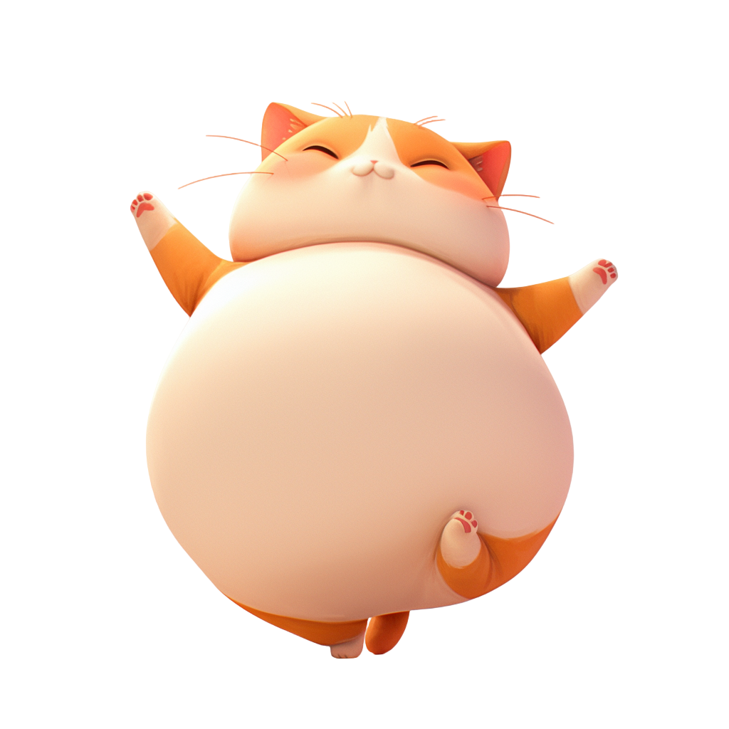 可爱胖猫立体卡通元素