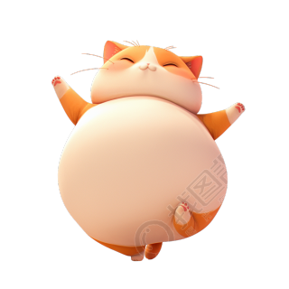 可爱胖猫立体卡通元素