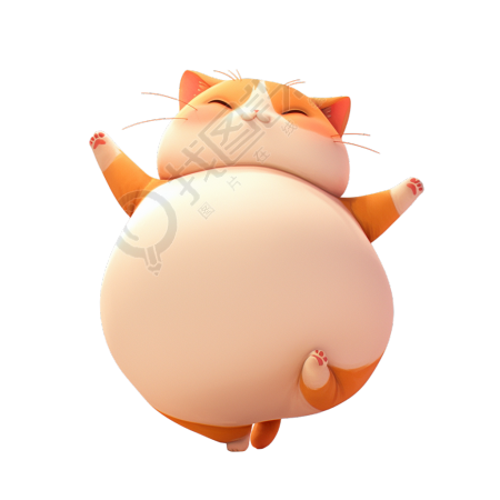 可爱胖猫立体卡通元素