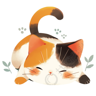 三花猫可爱插图